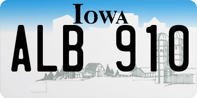 IA license plate ALB910