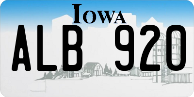 IA license plate ALB920