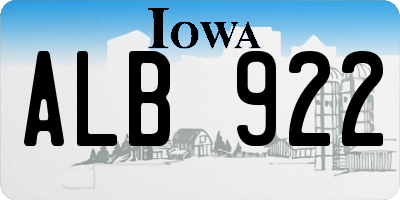 IA license plate ALB922