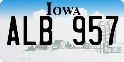 IA license plate ALB957