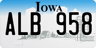 IA license plate ALB958