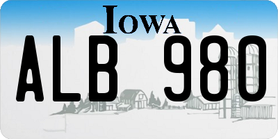 IA license plate ALB980