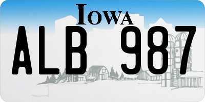 IA license plate ALB987