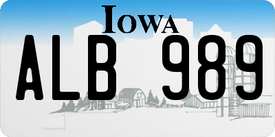 IA license plate ALB989