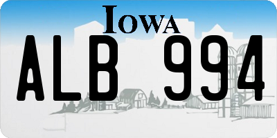 IA license plate ALB994