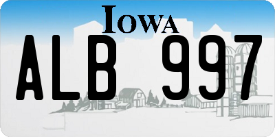 IA license plate ALB997