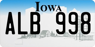 IA license plate ALB998