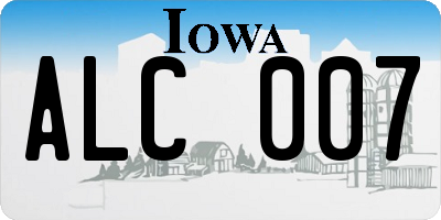 IA license plate ALC007