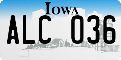 IA license plate ALC036