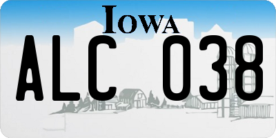 IA license plate ALC038