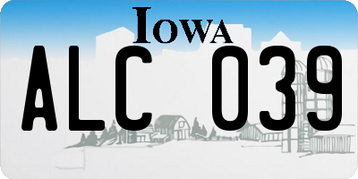 IA license plate ALC039