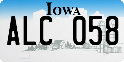 IA license plate ALC058