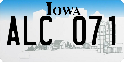 IA license plate ALC071