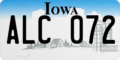 IA license plate ALC072
