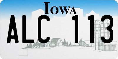 IA license plate ALC113