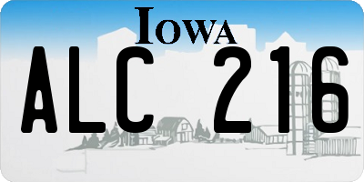 IA license plate ALC216