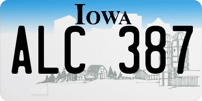 IA license plate ALC387