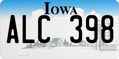 IA license plate ALC398