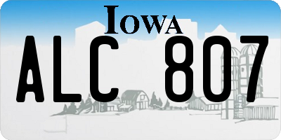 IA license plate ALC807
