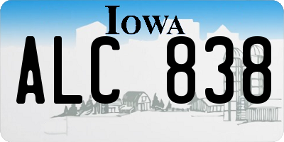 IA license plate ALC838