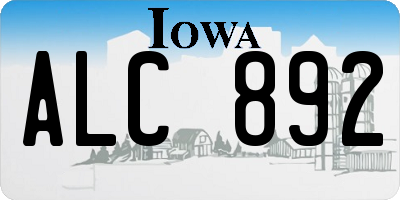 IA license plate ALC892