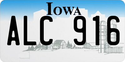 IA license plate ALC916