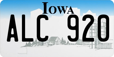 IA license plate ALC920