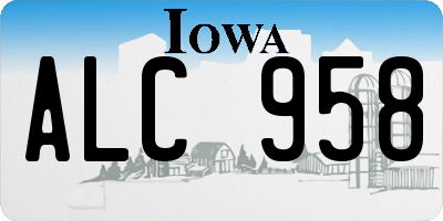 IA license plate ALC958