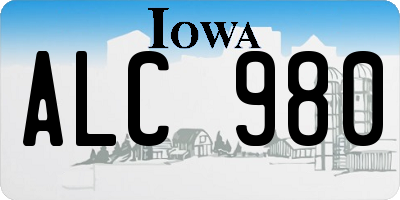 IA license plate ALC980