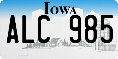 IA license plate ALC985