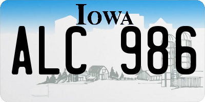 IA license plate ALC986