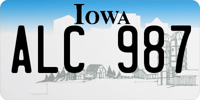IA license plate ALC987
