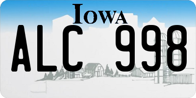 IA license plate ALC998