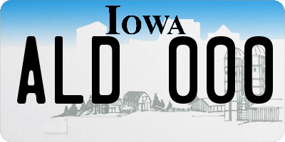 IA license plate ALD000