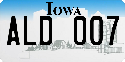 IA license plate ALD007