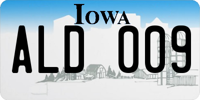 IA license plate ALD009
