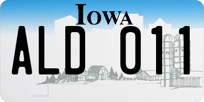 IA license plate ALD011