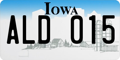 IA license plate ALD015