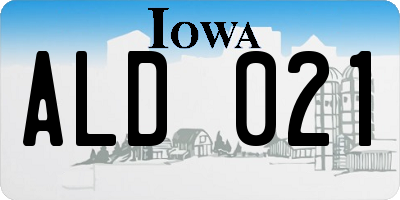 IA license plate ALD021
