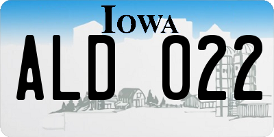 IA license plate ALD022