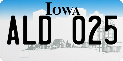 IA license plate ALD025
