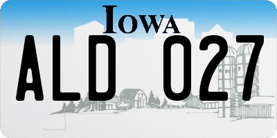 IA license plate ALD027