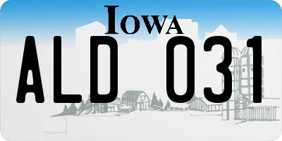 IA license plate ALD031