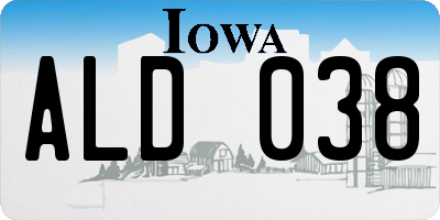 IA license plate ALD038