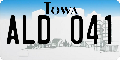 IA license plate ALD041
