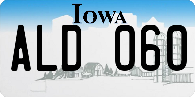 IA license plate ALD060
