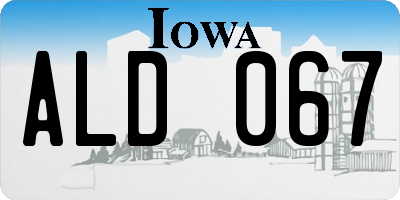 IA license plate ALD067