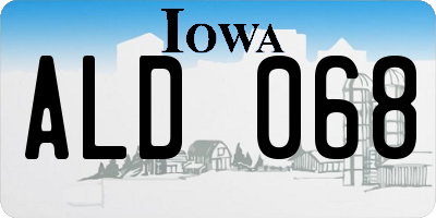 IA license plate ALD068