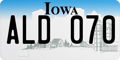 IA license plate ALD070