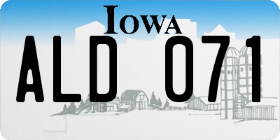 IA license plate ALD071